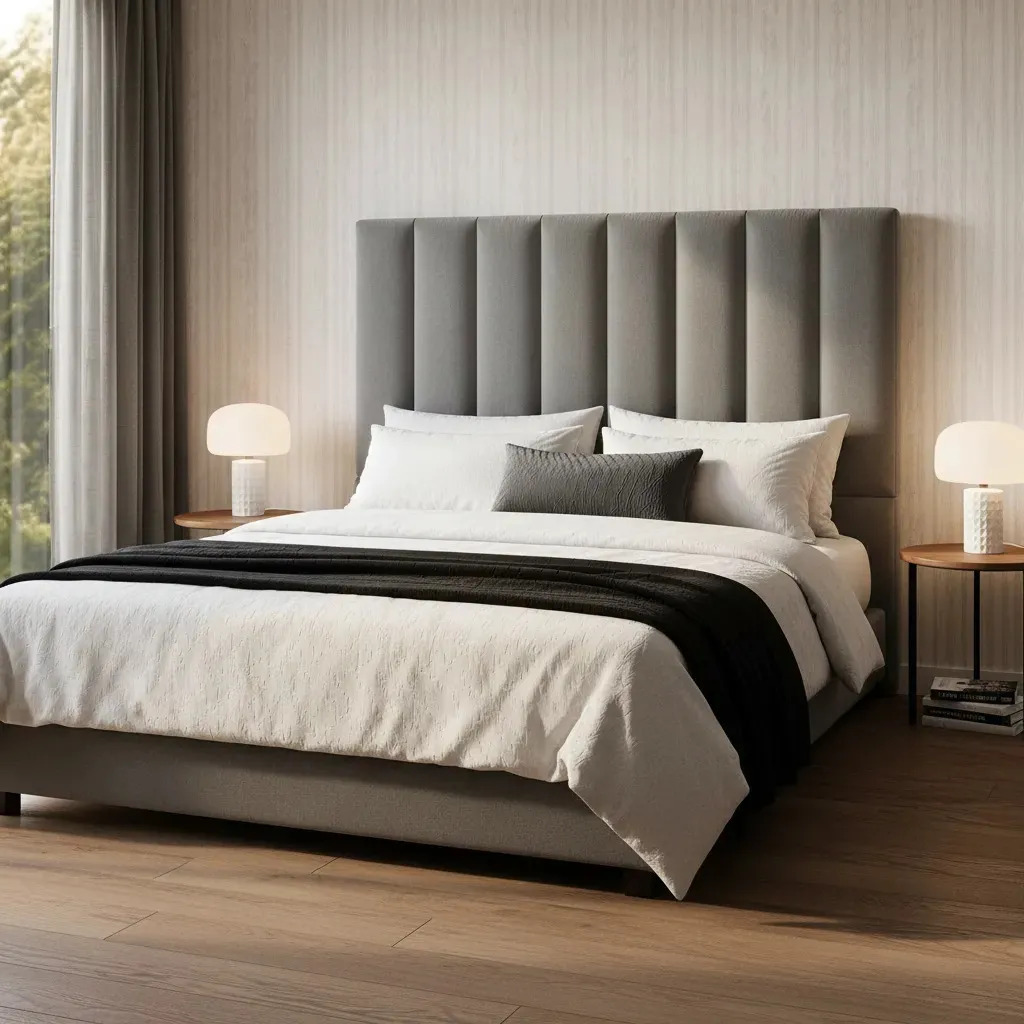 Respaldo Sommier Canelon Vertical Queen 1.60 Gris