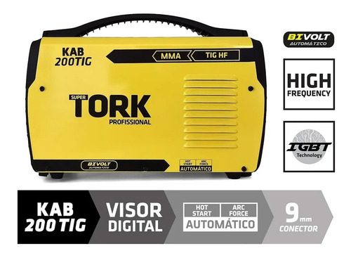 Imagem 4 de 7 de Máquina De Solda Inversora Kab 200a Tig Hf Mma Bivolt Tork