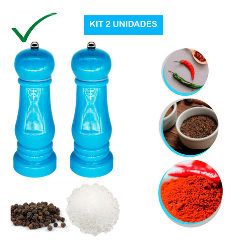 Imagem 1 de 7 de Kit 2 Moedor Triturador Tempero Sal Pimenta Grãos Requintado