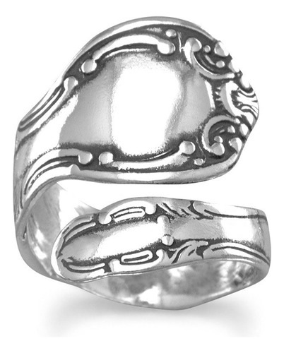 Jewelryweb - Anillo De Plata De Ley 925 Oxidada Con Cuchara 