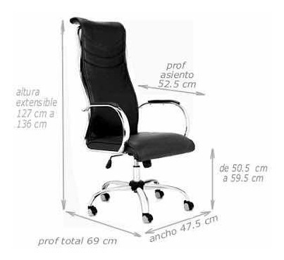 Imagen 7 de 7 de Sillón Jazz Cromado Gerencial Oficina Respaldo Alto Bascula