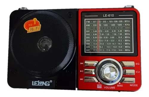 Rádio Retro Usb Sd Am Fm Sw Bluetooth Lanterna Le-610 Vermel