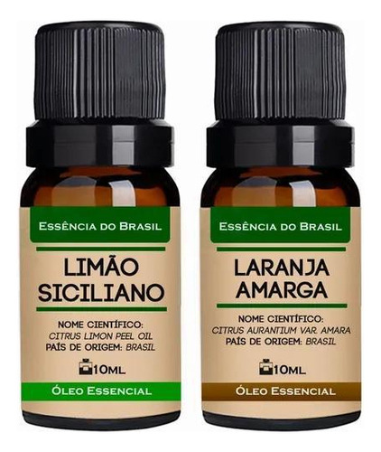 Kit 2 Óleos Essenciais 10ml - Limão + Laranja Amarga