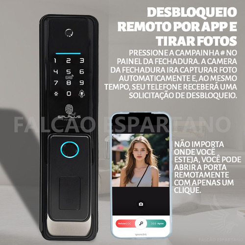Fechadura Eletronica Biometria Com Câmera Wifi Facial App