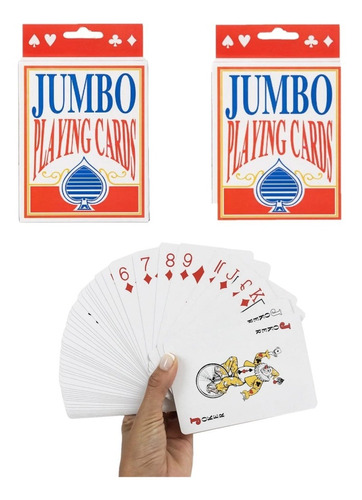 2x Cartas Inglesas Naipe Carioca Poker Magia Tamaño Jumbo