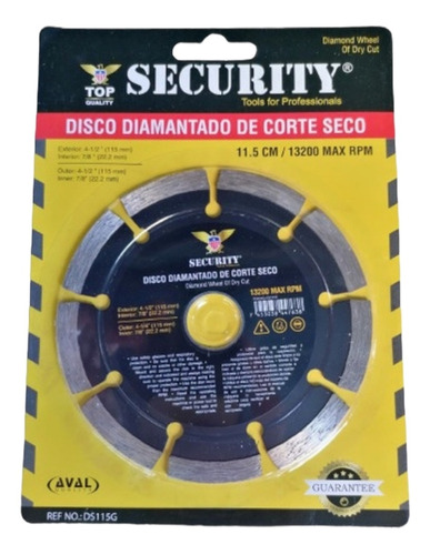 Disco Diamantado Corte Seco Security 4 Pulgadas 