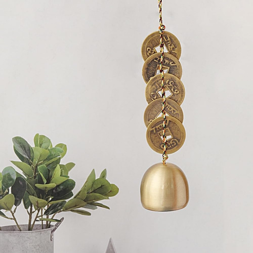 Campana Feng Shui De Buena Suerte Con 5 Monedas