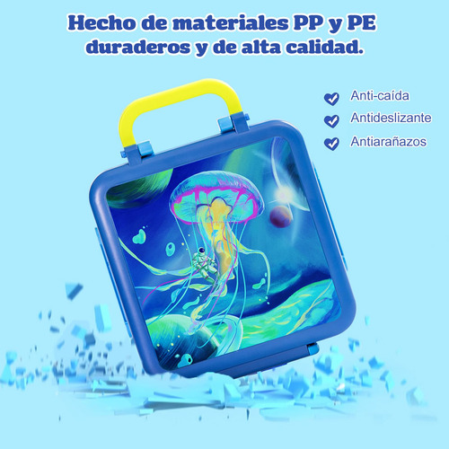 A Bento Box Para Niños, Azul, 4 Compartimentos, Aislado