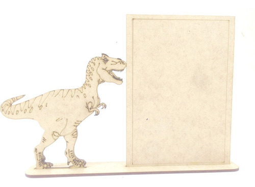 Imagem 3 de 4 de 50 Porta Retrato Com Base Festa Infantil Mdf Dinossauro Rex