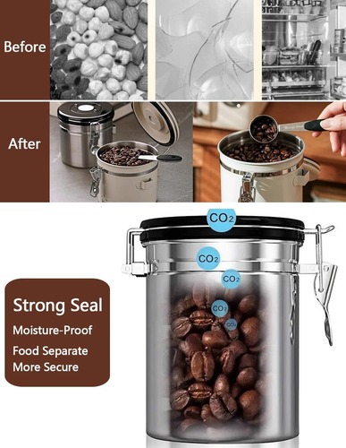 Contenedor De Café Hermético Con Rastreador Fecha Y Cuchara