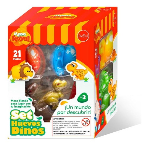 Set Masas Huevos De Dinosaurios 21 Piezas +3 Años