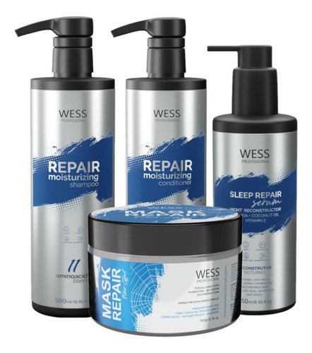 Kit Wess Repair Sh 500ml+cond 500ml+mask 180g+sleep 250ml