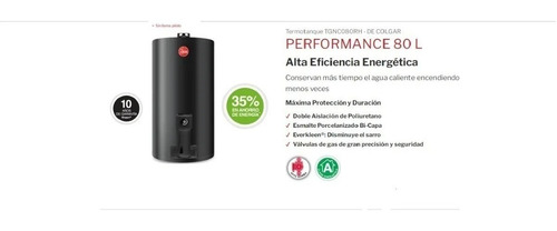 Imagen 3 de 5 de Termotanque A Gas Natural Rheem Tgnc080rh Gris Oscuro 80 L