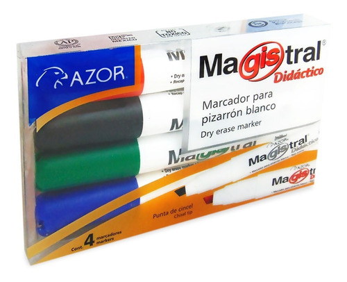 4 Marcadores Pizarrón Blanco 6mm Magistral Didactico Azor