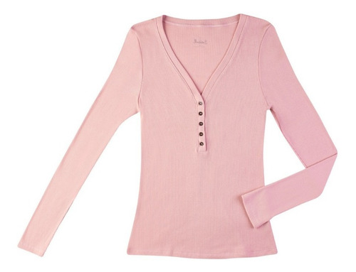 Blusa Casual Ilusion Rosa Botones Ajuste Perfecto 43860