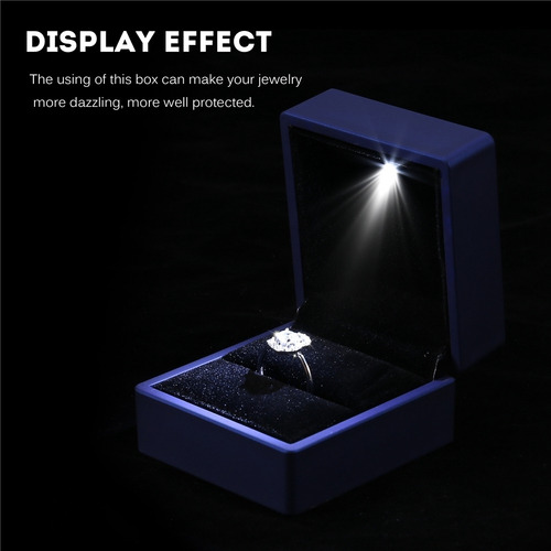 Aisoway Anillo de Bodas Caja de Pendiente con luz LED de Regalo Anillo exhibición de la joyería de empaquetado de almacenaje del Organizador para el Compromiso 