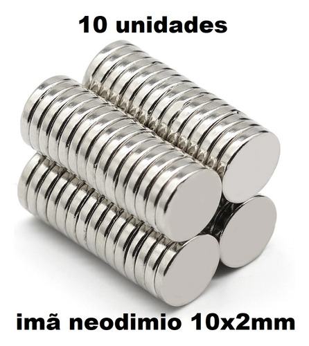 Ima De Neodímio 10x2 Redondo Pequeno 10mm X 2mm N35 - 10pcs