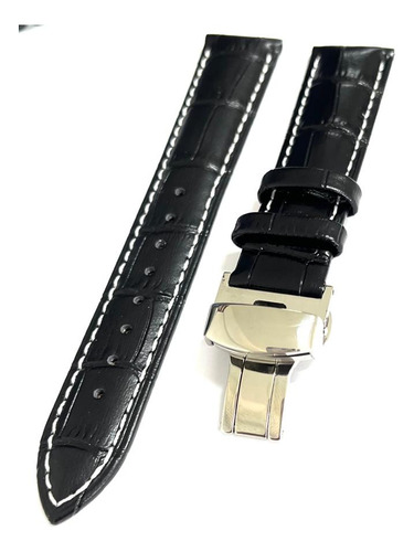 Pulseira Relógio Couro 20mm Com Fecho Deployant Inox