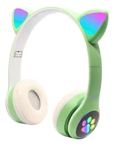 Comprar Auriculares Bluetooth para niños y niñas, LED para niños y niñas, color verde claro y blanco