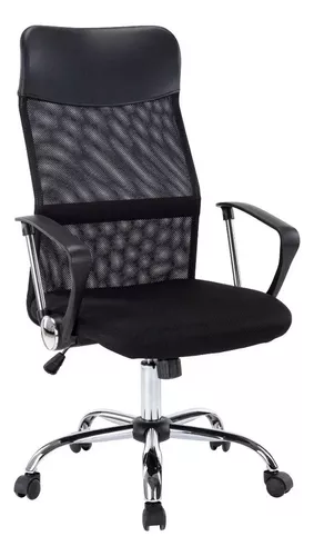 Silla Oficina de Respaldo Alto Ergonómica, Color Negro, para Hogar