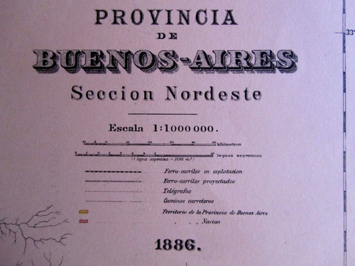 Mapa 1886 Provincia Buenos Aires Ferrocarriles Trenes Plano