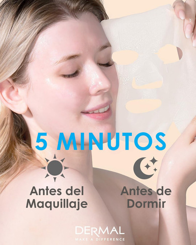 Dermal, Mascarilla Colágeno X10, Hidratante Y Antiarrugas
