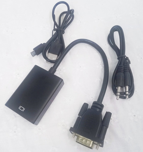 Imagem 1 de 9 de Adaptador Vga X Hdmi Full Hd 1080 Com Áudio Cabo 20cm