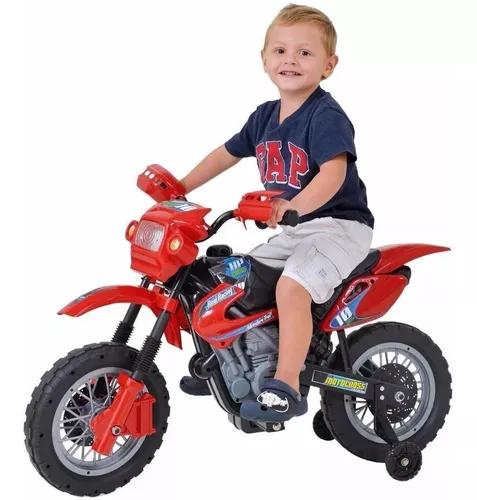 Moto Elétrica Infantil Motocross Vermelha 6v Homeplay