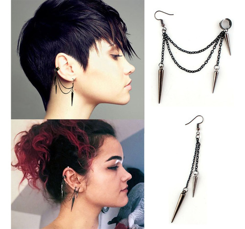 Brincos Punk Rivet Ear Stud Dangle Hip Hop Party Long