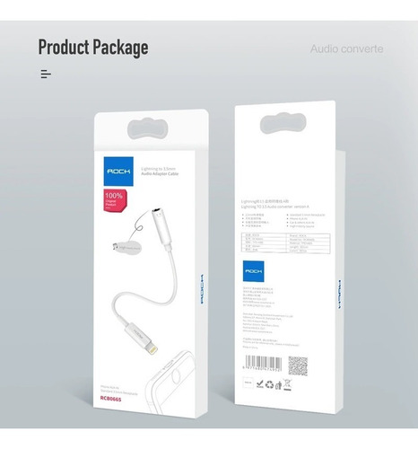 Adaptador Para Fone De Ouvido iPhone X Xs Xr 8 7 Fone P2 Lightning Rock Original