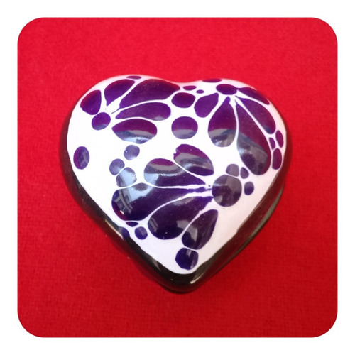 Imagen 3 de 6 de Set 2 Alhajeros Talavera Poblana Corazón 6cm P/recuerdo Lhj