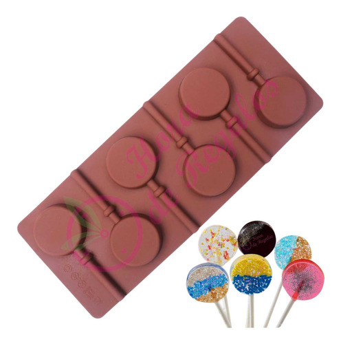 Molde De Silicona Chupetin Paleta Redonda Lisa Lolly Pop X6 