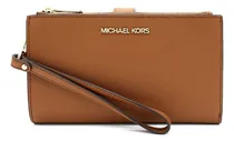 Comprar Billetera Michael Kors Jet Set Travel Pwd Blsh Mlt LG Double Zip Wrstlt con diseño lisa color marrón claro de lona - 11.5cm X 2.5cm X 18.5cm