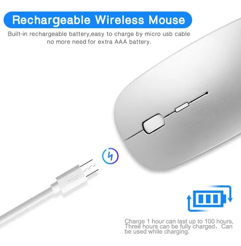 Ratón Inalámbrico, 2.4g Slim Silent Click Ratón Ópt...