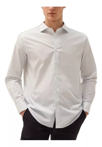 Camisa casual blanca estampada - Camisas de vestir Slim Fit