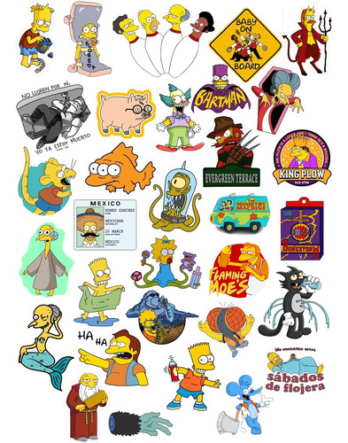 Pack Stickers Vinilos X 50u - Simpsons (resistente Al Agua)