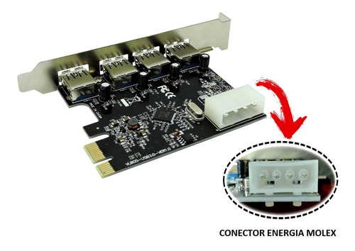 Imagem 3 de 6 de Placa Usb 3.0 4 Portas Pci Express Pci-e Ate 5gbps