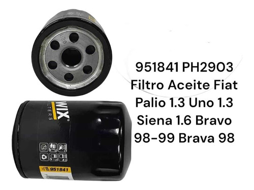 Filtro Aceite Fiat Palio 1,3 Uno 1,3 Siena 1,6 Bravo 98/