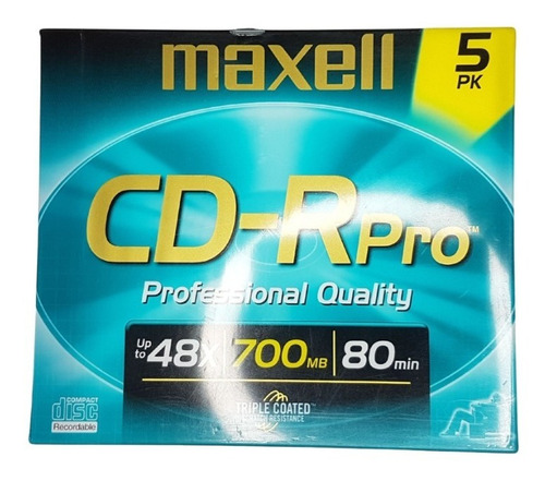 Pack 5 Cd-r Pro Maxell 48x 700mb 80 Minutos Profissional