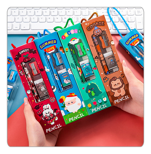 Juego De 5 Unidades, Juego De Lápices Navideños Con Dibujos