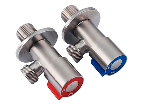 Imagen 2 de 9 de Llave Arresto Bari 1/2 X 1/2 De Acero Inoxidable Con Roseta