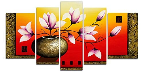 Arte Wieco - Grandes Flores Elegantes Moderno 100% Pintado A