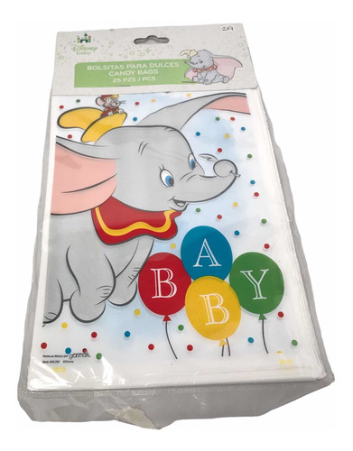 25 Bolsitas Elefante Dumbo Baby Para Dulces Fiesta Bolo Gm