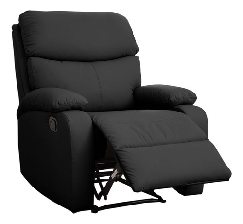 Poltrona Sillon Sofa Reclinable 1 Cuerpo Pu Simil Cuero Color Negro Diseño De La Tela Liso