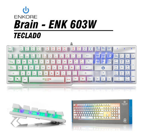 Teclado Enkore Brain - Enk 603w Rgb- White