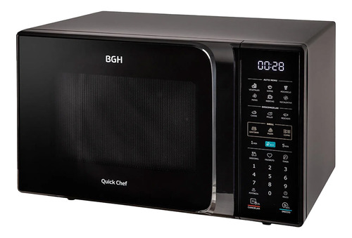 Microondas Bgh Eco Digital 28l Grill 900w Negro Quick Chef