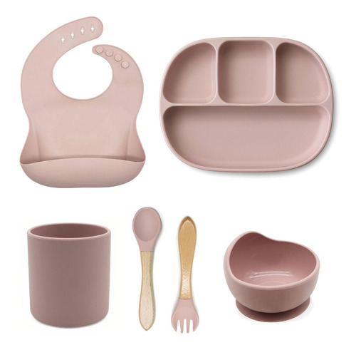 Kit Bebés, Plato, Bowl, Cubiertos, Babero Y Vaso - Silicona