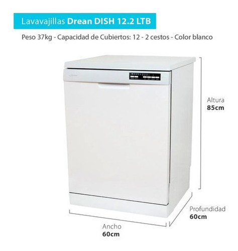 Lavavajillas Drean Dish 12.2lt 12 Cubiertos Acero Inox Gtia