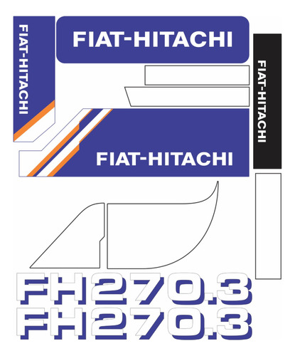 Kit Adesivos Escavadeira Compatível Com Fiat Hitachi Fh 270