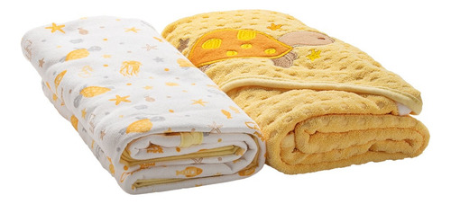 Toalla De Baño Baby Mink Con Capucha Para Bebé 2 Piezas